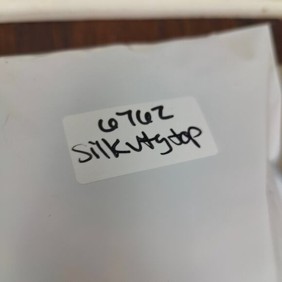 Vintage Cynthia Taylor Silk Beaded Top Womens Large Champagne Grid Pattern FLAW - Picture 10 of 10